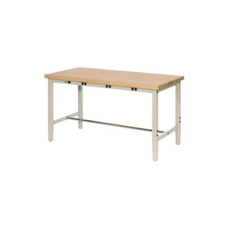 Global Equipment 60 x 36 Adjustable Height Workbench - Power Apron, Birch Square Edge Tan 318900BTNA